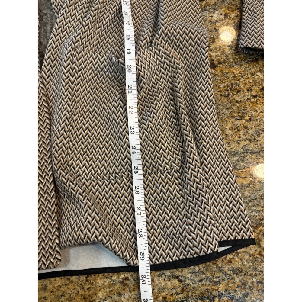 Anne Klein Brown Black Chevron Knit Pant Suit Set Blazer Trousers Professional L - Picture 5 of 16